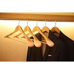 JS HANGER Gugertree Wooden Extra-Wide Shoulder Suit Hangers, Wood Coat Hangers Pant Hangers, Natural Finish, 6-Pack