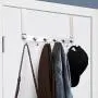 Lefree Over The Door Hook Over Door Hanger for Coats Towels Robes, Bags Zinc Alloy Stainless Door Holder with 6 Hooks Silver White.