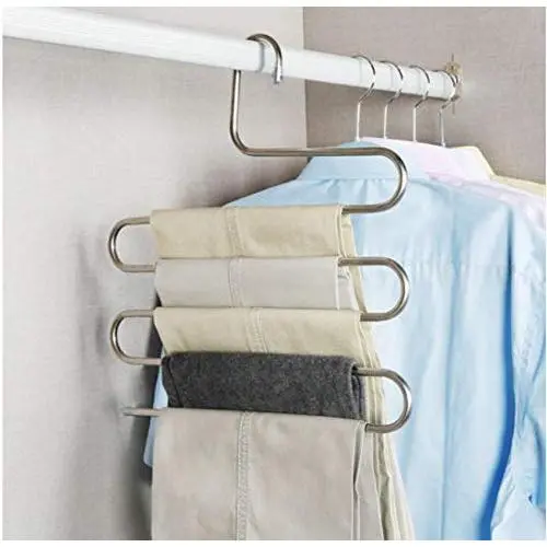 5pcs Multi-Use Pants Trousers Hanging Clothes Hanger 5-Layers Room Space Saver Home 5pcs Multi-Use Pants Trousers Hanging Clothes Hanger 5-Layers Room Space Saver Home