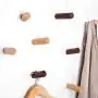DI QIU REN 6 Pack Wooden Coat Hooks, Heavy Duty Wall Mounted Single Hook Handmade Decorative Craft Clothes Hanger, (3 White 3 Black)