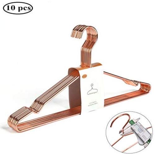 Cocomaya 17 Inch Heavy Duty Rose Gold Metal Clothes Hanger, Coat Hanger, Suit Hanger, Dress Hanger with Big Notches Pack of 10