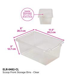 ECR4Kids Scoop-Front Storage Bins, Easy-to-Grip Design Storage Cubbies, Kid Friendly and Built to Last, Pairs with ECR4Kids Storage Units, 10-Pack, Clear