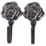 Sevenfly 2 Pcs Rose Pattern Metal Shower Curtain Hooks Wall Decorative Clothes Coat Hat Home Storage Hangers(Bronze)