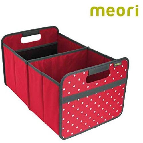 meori Hibiscus Red/Dots Foldable Boxes Large wipeable Solid Space-Saving Outdoor Lake Beach Weekend Shopping Transport Storage, 1-Pack