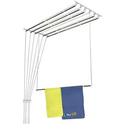 Skylift One by One Aluminum Ceiling Mounted Cloth Drying Laundry Hanger Stand Rack with Pulley for Easy Pull and Dry Systems Rust Proof for Roof Mount Cloth Dryer (6 Pipes) (6 Feet)