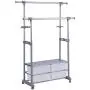 BeUniqueToday Adjustable Garment Telescopic Rolling Clothes Hanger with Drawers, Room-Saver Clothes Rack for The Household with Limit Balcony Room, Top-Grade Metal and Plastic Garment Clothes Hanger