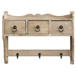 Cxjff Wall Coat Rack Clothes Hat Hanger Holder Drawers Home Style Solid Wood Creative, Log Color, 2 (Size : 59x13.5x38CM)