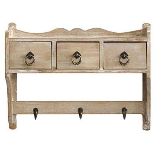 Cxjff Wall Coat Rack Clothes Hat Hanger Holder Drawers Home Style Solid Wood Creative, Log Color, 2 (Size : 59x13.5x38CM)