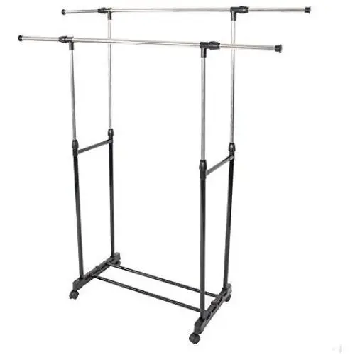 WDDH Clothes Drying Rack,Rolling Laundry Dryer Hanger Stand,Double Rail Garment Clothing Rack with Adjustable for Rolling Clothes Organizer