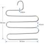 Ziqi S Type Pants Hanger,Multi-Purpose 5 Layers Stainless Steel Pant Rack Space Saver Hangers Clothes Organizer for Trousers Towels Scarf & Tie (6pcs silver)