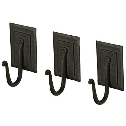 Wrought Iron Coat Rack Hooks | 3 Black Handmade Double-Plated Hangers for Coat, Hat, Cloths, Towels | Spacy Home RTZEN Décor | Wall Mounted
