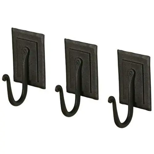 Wrought Iron Coat Rack Hooks | 3 Black Handmade Double-Plated Hangers for Coat, Hat, Cloths, Towels | Spacy Home RTZEN Décor | Wall Mounted Wrought Iron Coat Rack Hooks | 3 Black Handmade Double-Plated Hangers for Coat, Hat, Cloths, Towels | Spacy Home RTZEN Décor | Wall Mounted