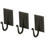 Wrought Iron Coat Rack Hooks | 3 Black Handmade Double-Plated Hangers for Coat, Hat, Cloths, Towels | Spacy Home RTZEN Décor | Wall Mounted