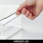 mDesign Stackable Bathroom Hair Accessory Countertop Storage Organizer Boxes with Hinged Lid for Makeup, Beauty, Hair, Nail Supplies - 4 Pack - Clear