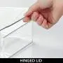 mDesign Stackable Bathroom Hair Accessory Countertop Storage Organizer Boxes with Hinged Lid for Makeup, Beauty, Hair, Nail Supplies - 4 Pack - Clear