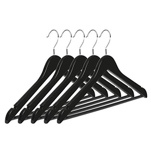 NAKIOR Premium ABS Plastic Suit Hangers {Set of 5} Strong Clothes Hanger with Non Slip Pants Bar | Heavy Duty 1-Piece Construction | Break Resistant Clothing Hangers for Dress, Blouse, Jacket & More