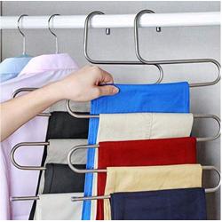 5 Layers S Shape Multifunctional Clothes Hangers Pants Storage Hangers Cloth Rack Multilayer Storage Cloth Hanger 5PC