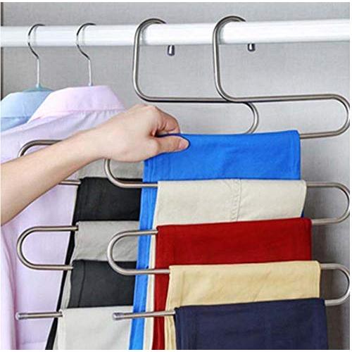 5 Layers S Shape Multifunctional Clothes Hangers Pants Storage Hangers Cloth Rack Multilayer Storage Cloth Hanger 5PC