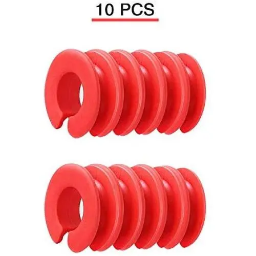 MLADEN 10PCS Clothes Hanger Spacers for Closet Organizer System Outdoor Windproof Clothes Hanger Hook Anti-Slip Silicone Spacers for Clothes Rack/Rod(red)