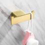 BigBig Home Wall Mount Bathroom Square Style Towel Hook, Elegant Brushed Gold Finish Double Clothes Hooks Coat Hanger for Kitchen Hotel Washroom