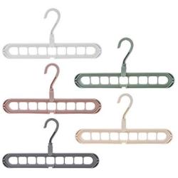 9 Holes Clothes Hanger Plastic Storage Rack Wardrobe Clothing Organizer Coat Hook 10pcs Random Color