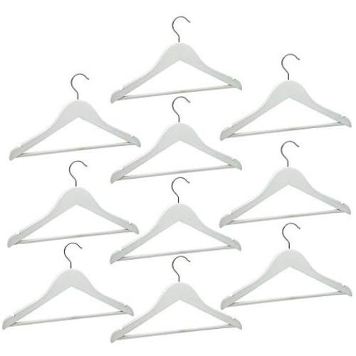 Harbour Housewares Childrens Kids Wooden Clothes Coat Hanger Hangers - White - Set of 10 Harbour Housewares Childrens Kids Wooden Clothes Coat Hanger Hangers - White - Set of 10
