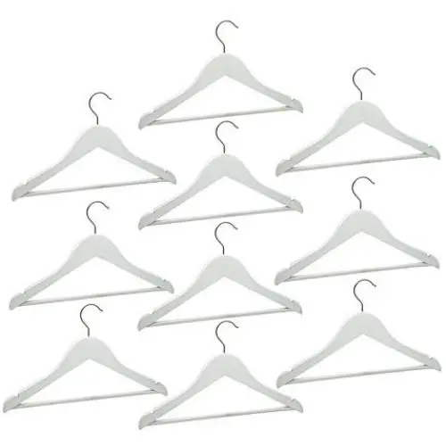 Harbour Housewares Childrens Kids Wooden Clothes Coat Hanger Hangers - White - Set of 10