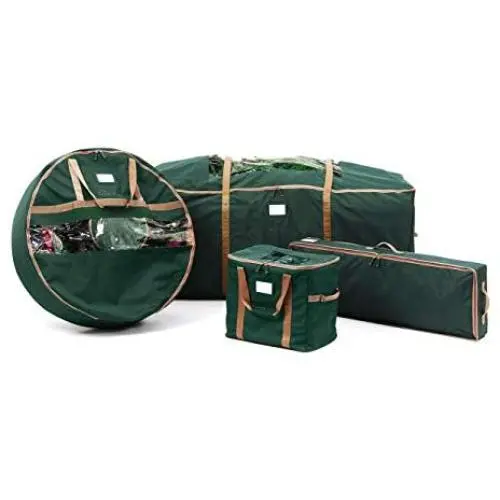 Covermates Keepsakes 4PC Christmas Storage Set (48" Tree Storage Bag + 30" Wreath Storage + Deluxe Gift Wrap +24-96PC Ornament Storage Bag) ? Superior Protection - Holiday Storage - Green