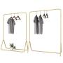 Industrial pipe Clothes Display Racks Metal Heavy Duty Garment Rack Customized Hangers Clothing Shelves Gold