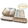 QsQueen Plastic Closet Underwear Organizer, Clothes Storage Box, Drawer Dividers, Under Bed Organizer 5 Set Beige