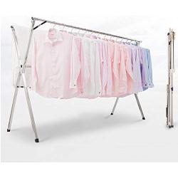 LiuJianQin Drying rack? ZXQZ Clothes Rack/Folding / Telescopic Double Pole/Stainless Steel Clothes Hanger/Outdoor Balcony X-type Clothes Hanger Clothes hanger? (Size : 2.4m)