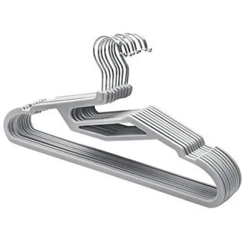 SAASNY Standard Hangers Plastic Hangers,Premium S-Shaped Pp Plastic Clothes Hangers,Set of 30,Space-Saving Clothes Hangers,Non-Slip,for Jackets,Shirts,Dresses,Scarves(Grey) for Drying and Storage