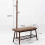 Cxjff Floor Standing Coat Rack Clothes Hanger Multifunction Change Shoes Rest 4 Hooks Easy Install, Wood, 2 Colors (Color : Brown)