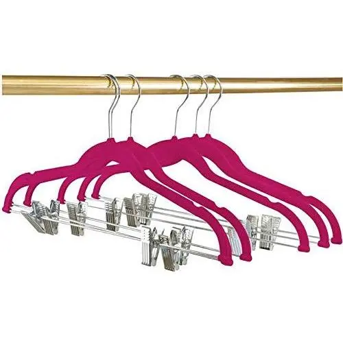 10pcs Random Color Flocking Clothes Hangers with Clip Non-Slip Stand Rack Pants Skirt Kid Drying Clothing Adjustable Hangers 10pcs Random Color Flocking Clothes Hangers with Clip Non-Slip Stand Rack Pants Skirt Kid Drying Clothing Adjustable Hangers