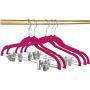 10pcs Random Color Flocking Clothes Hangers with Clip Non-Slip Stand Rack Pants Skirt Kid Drying Clothing Adjustable Hangers