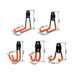 5pcs Garage Storage Utility Double Hooks, Wall Mounted Garage Hanger & Organizer with Anti-slip Coating for Hanging Ladder Weed Eater Extension Cord Shovel Hose Garden Tool and Power Tools (orange)