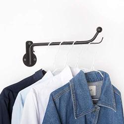 Mkono 2 Pack Wall Mounted Clothes Hanger with Swing Arm Holder Metal Hanging Drying Rack Space Saver for Closet Organizer, Bathroom, Bedroom, Laundry Room, Black