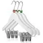 HANGERWORLD 18 White 11.8inch Kids Wooden Clip Coat Clothes Hangers with Mixed Colored Animal Head Design HANGERWORLD 18 White 11.8inch Kids Wooden Clip Coat Clothes Hangers with Mixed Colored Animal Head Design