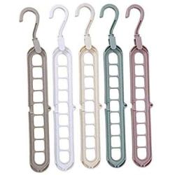 Iusun Hangers - 5Pcs Hanger Clothes 9 Hole Towel Hook Closet Organizer Plastic Storage Rack -for Clothing Pants Scarves Tie Pajamas Hangers Finishing Frame Hanger