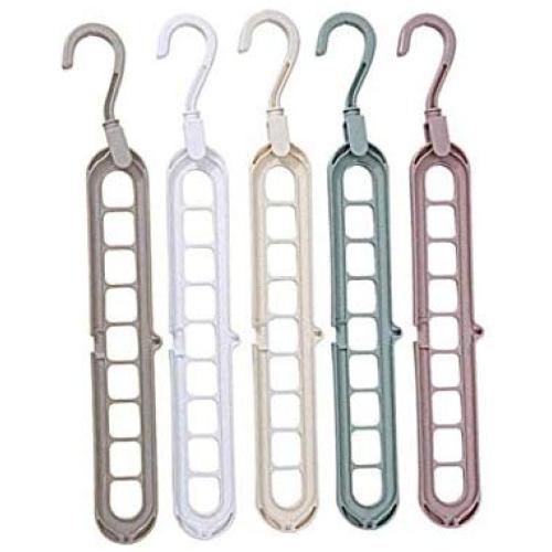 Iusun Hangers - 5Pcs Hanger Clothes 9 Hole Towel Hook Closet Organizer Plastic Storage Rack -for Clothing Pants Scarves Tie Pajamas Hangers Finishing Frame Hanger