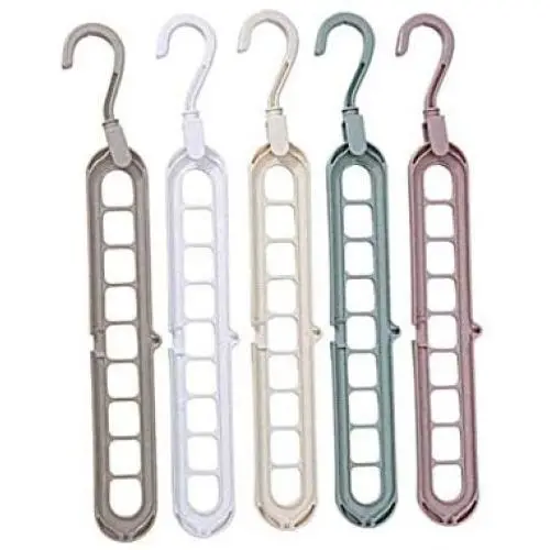 Iusun Hangers - 5Pcs Hanger Clothes 9 Hole Towel Hook Closet Organizer Plastic Storage Rack -for Clothing Pants Scarves Tie Pajamas Hangers Finishing Frame Hanger