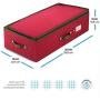 ZOBER Underbed Christmas Ornament Storage Boxes Zippered Closure - Stores up to 64 of The 3-inch Standard Christmas Ornaments, and Xmas Holiday Accessories Storage Container with Dividers & Two Handles