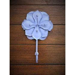 Flower Wall Hook/Cottage Metal Hanger/Bathroom Towel Hook/French Lilac or Pick Color/Coat Hanger/Keys, Necklaces, Headbands Holder