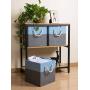 Prandom Large Foldable Cube Storage Bins 13x13 inch [3-Pack] Fabric Linen Storage Baskets Cubes Drawer with Cotton Handles Organizer for Shelves Toy Nursery Closet Bedroom Blue