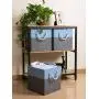 Prandom Large Foldable Cube Storage Bins 13x13 inch [3-Pack] Fabric Linen Storage Baskets Cubes Drawer with Cotton Handles Organizer for Shelves Toy Nursery Closet Bedroom Blue