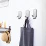 Fotosnow Adhesive Hooks Wall Hooks Hanger Stick on Hooks Strong & Durable for Hanging Kitchen Bathroom Home Office Stainless Steel-8 Packs