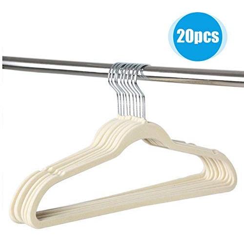 20 Pcs Random Color Thin Flocking Hangers Non Slip Clothes Suit Shirt Pant Hangers Organization Home Clothes Hangers Decoration