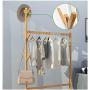 GGYDD Single Rail Bamboo Garment Rack, 8 Side Hook Tree Stand Rolling Coat Hanger for Jacket,Umbrella,Clothes,Hats,Scarf,Handbags-a 60x176cm(24x69inch)