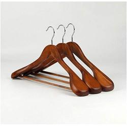 5pcs Random Color Wood Hangers for Clothes High-Grade Wide Shoulder Wooden Coat Hangers - Solid Wood Suit Hanger