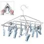 Foldable Clip and Drip Hanger, Sock Hanger Underwear Hanger with 24 Clothespins, Hanger for Drying Towels, Bras, Baby Clothes, Gloves, Stainless Steel Portable Laundry Sock Drying Rack, Small Foldable Clip and Drip Hanger, Sock Hanger Underwear Hanger with 24 Clothespins, Hanger for Drying Towels, Bras, Baby Clothes, Gloves, Stainless Steel Portable Laundry Sock Drying Rack, Small